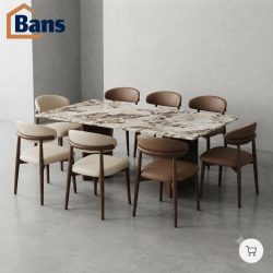 A luxurious dining set with a marble