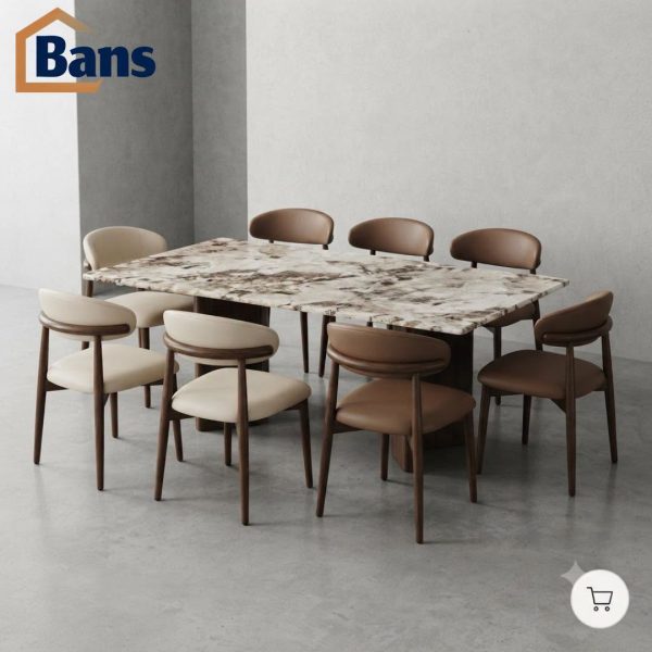 A luxurious dining set with a marble