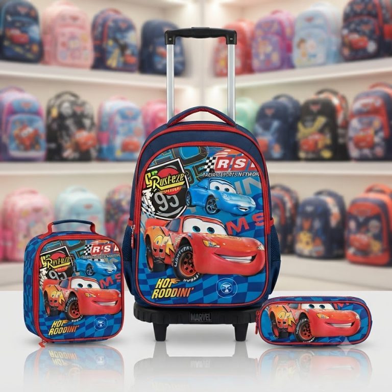 بكج حقيبة مدرسية ترولي Cars للأطفال – 3 قطع